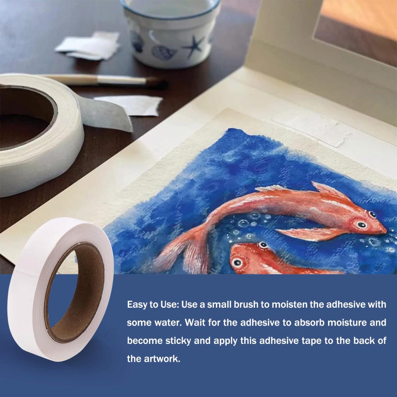 لينيكو شريط Hayaku المفصلي المنشط بالماء من Lineco مقاس 2.54 سم × 100 قدم، أرشيفي، خالي من الأحماض وقوي، يستخدم في الأعمال الفنية المفصلية، وإصلاح الورق، وتجليد الكتب والحفظ. - Image 2